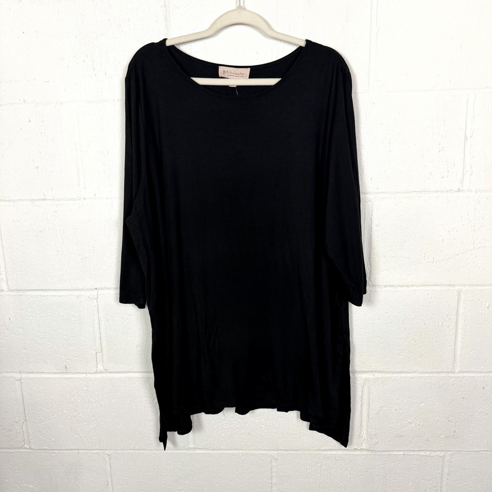 Philosophy Woman NWT Tunic Plus Size 3X Black Lagenlook Minimalist Capsule Swing
